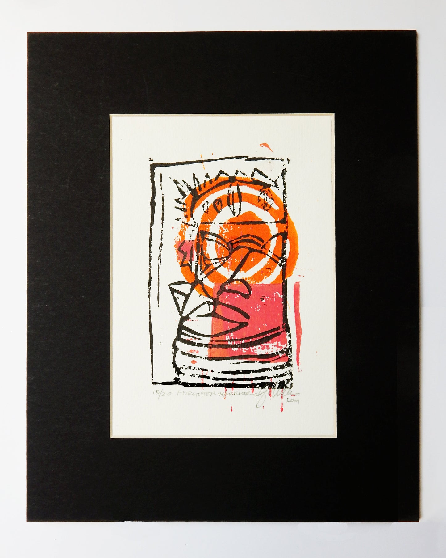 Original Lino Print "FORGOTTEN WARRIOR"