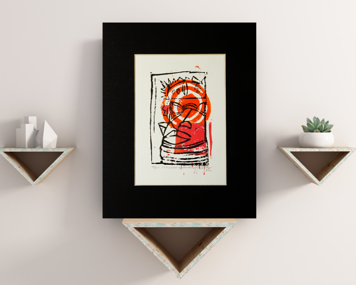 Original Lino Print "FORGOTTEN WARRIOR"