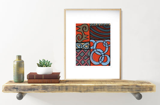 Artwork shown on shelf