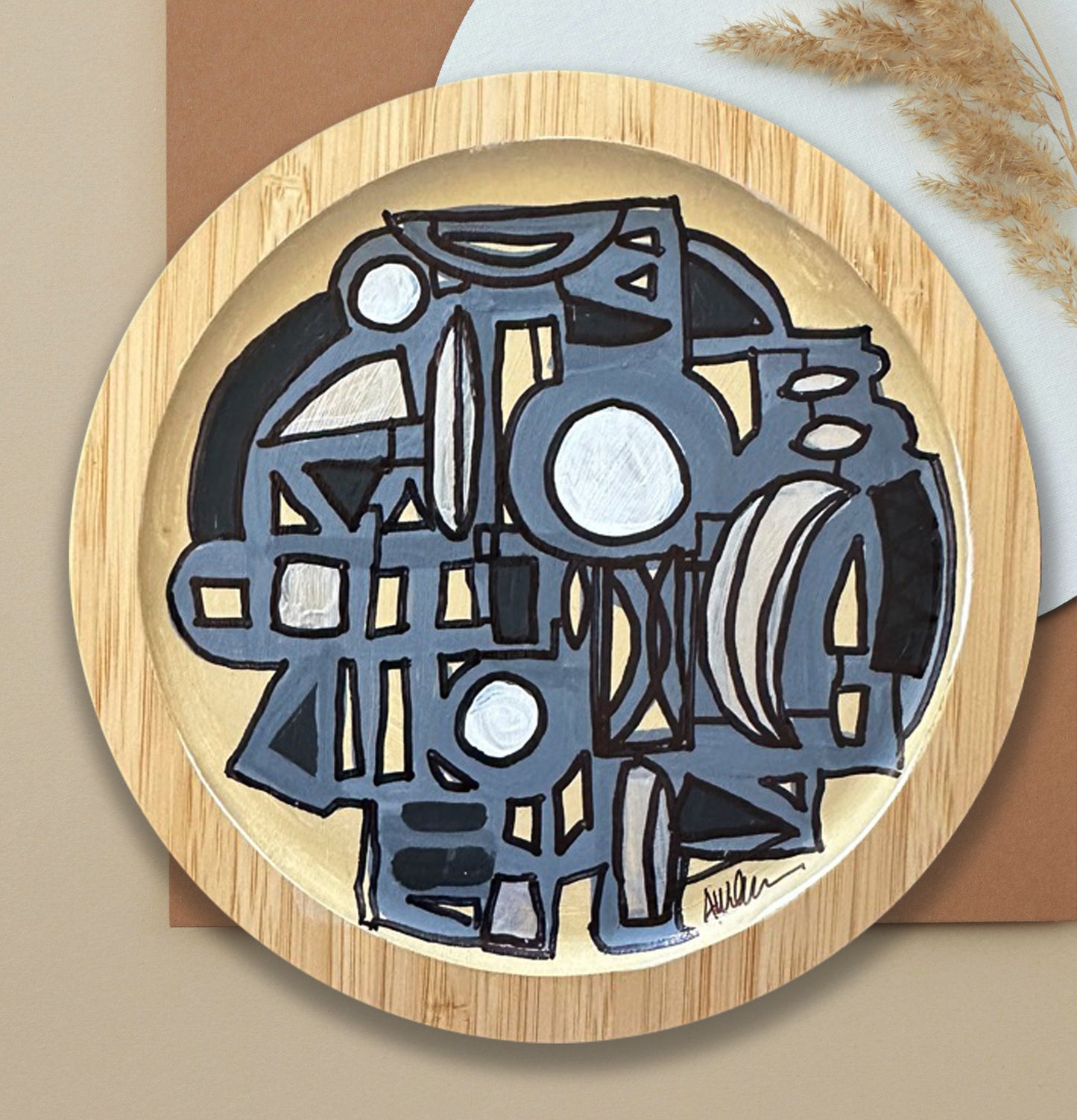 AfroModern Painted Tray - Round - 3 Circles